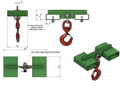 Click Here To Enlarge This Photo Of 4 Tonne Forklift Hook Attachment - FH-01